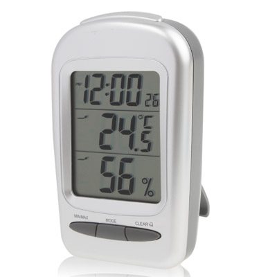 LCD Digital Desk Indoor Thermometer Hygrometer with Date / Clock / Freezing Warning - Click Image to Close